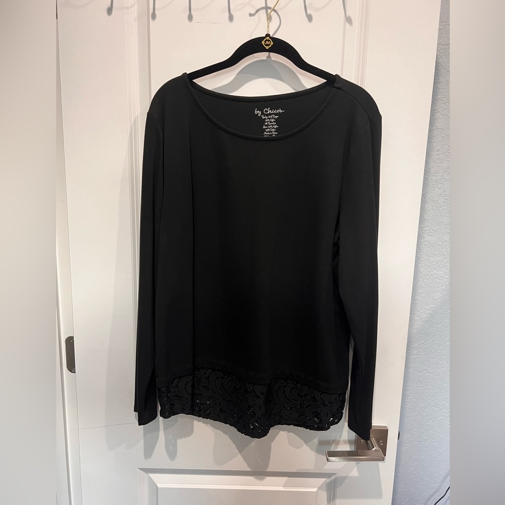 Chico’s top. Long sleeve. Black. Chico’s size 2